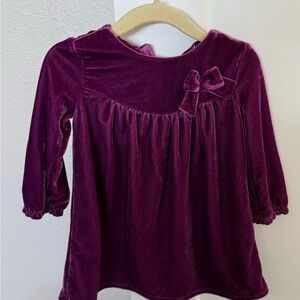 Carter's Purple Velvet Kids Dress with Bow, size 12 months
